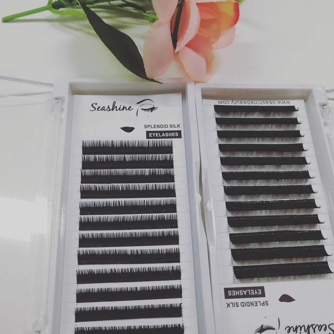 Natural black Thick 0.07-0.25 Individual eyelash extension,South Korean Silk lashes,100%hand made , can customized logo and package