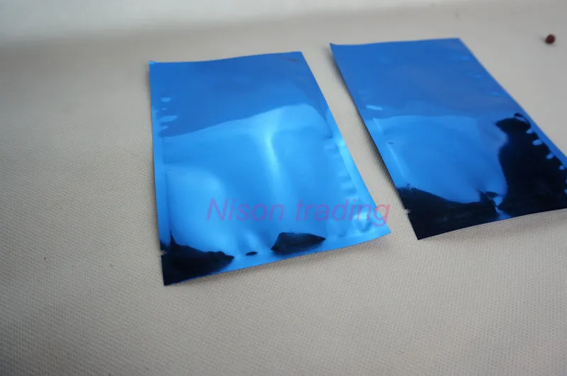 8 * 12cm / Blue Aluminized Mylar Flat Bag-Aluminium Plating Facial Mask Förpackning Ping Pocket Värme för att täta, örtpulverpåse