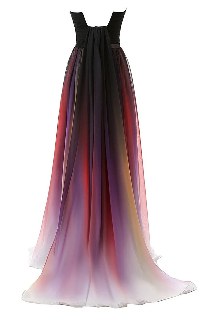 2018 New Chiffon Gradient Bunte Chiffon-lange Abschlussball-Kleider Boden-Länge langes formales Abend-Partei-Kleid QC439