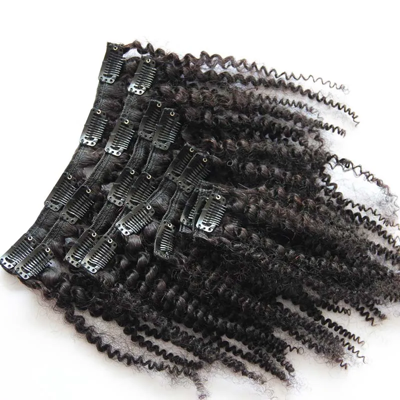 Couleur naturelle non transformée Brésilienne Kinky Cheveux bouclés 100g Afro Kinky Clip en extensions Couleur naturelle
