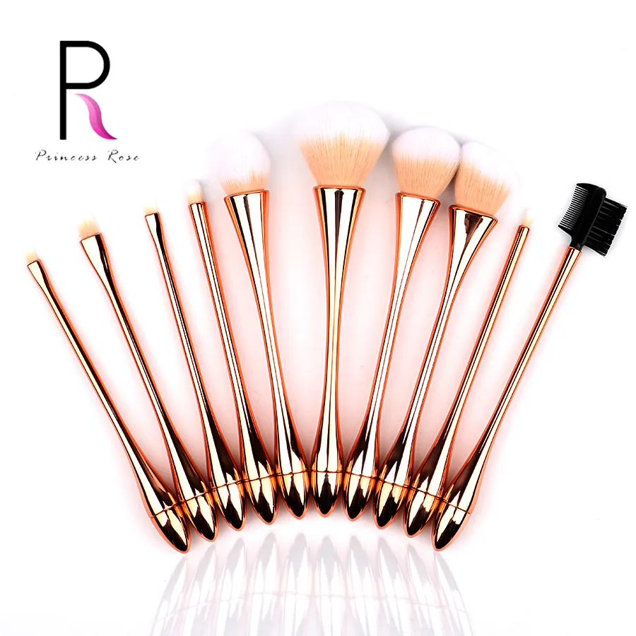 Princesse Rose 10 gouttelettes d'eau pinceaux de maquillage de petite taille Kit de pinceaux de maquillage professionnel Kit de Pinceau en or Rose Maquiagem