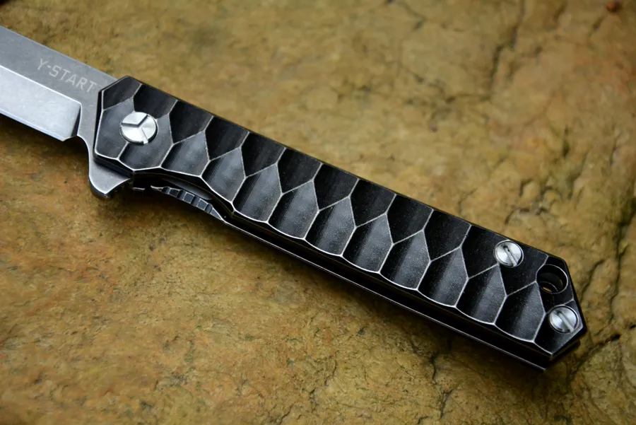 Y-START TANTO Hunting knife 440C blade ceramic titanium TC4 handle Folding outdoor camping pocket knife EDC tools