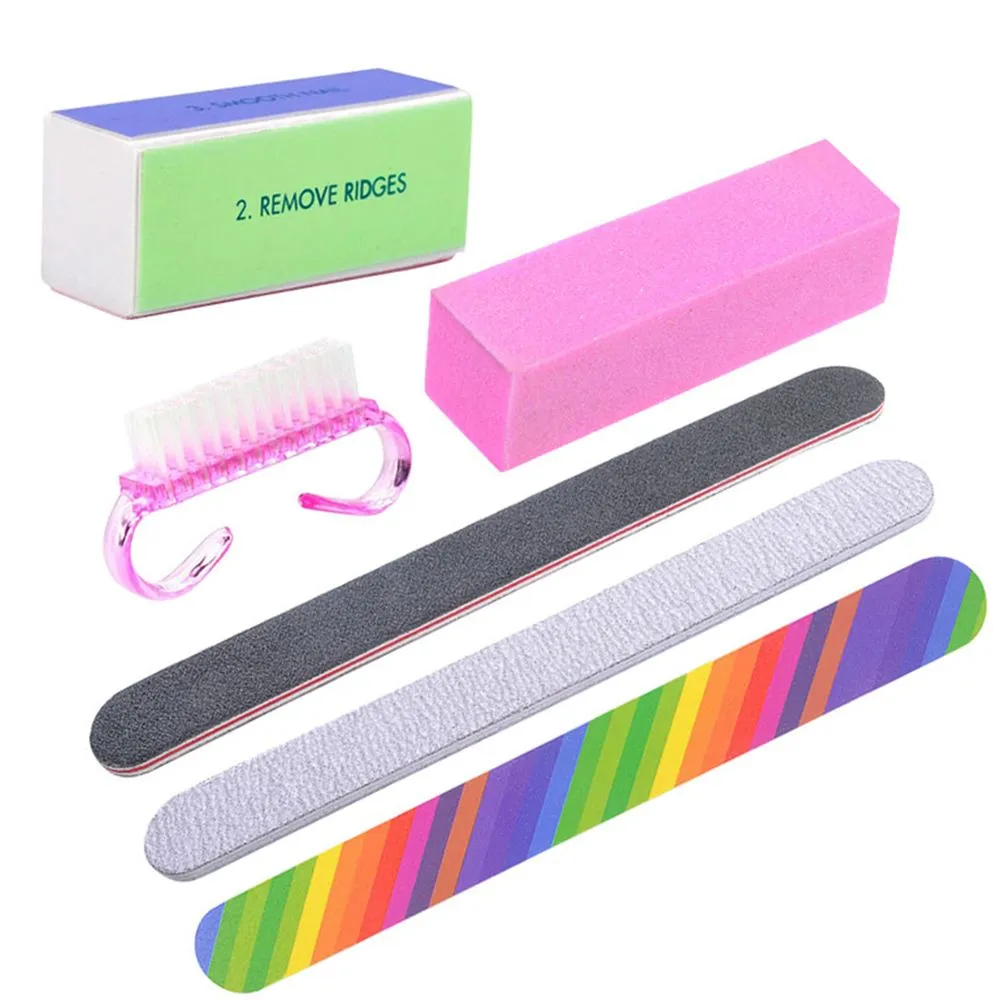 Partihandel-6PCS Nagel Manicure Kit Nail Files Brush Slitstarkt Buffing Slip File Polish Tool Nail Skin Beauty Care Tool