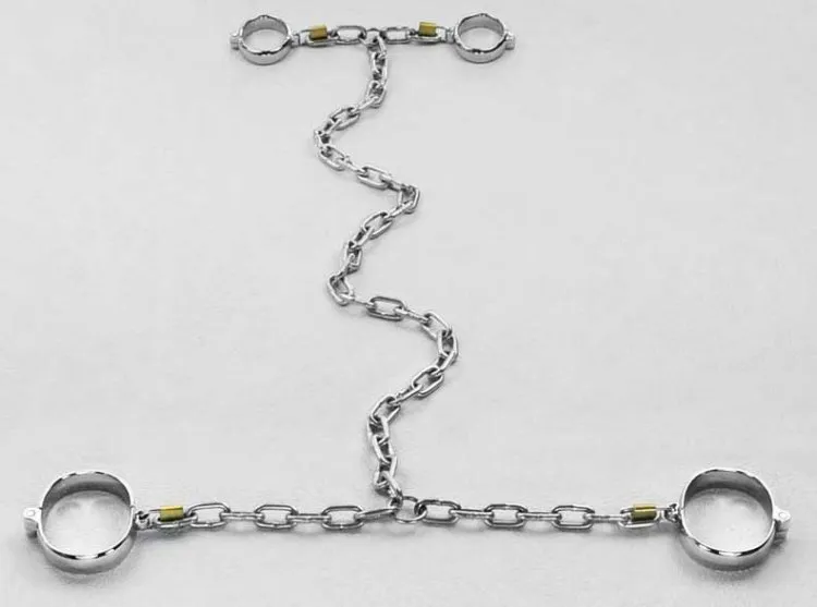 Collier ovale poignet Bondage cheville manchettes siamois chaînes en acier inoxydable harnais équipement adulte esclave BDSM Set7985681