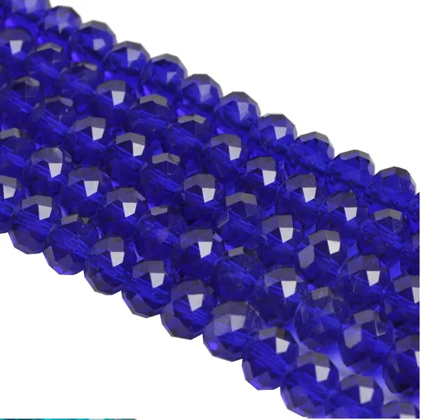 500 stks / partij Mode Blauw Rondelle Facet Crystal Glass Losse Spacer Kralen Voor Sieraden Maken Bicone 8mm