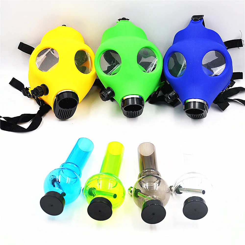 Maschera in silicone Bong Cool Skull Acrilico Pipa da fumo Maschera antigas Tubi Acrilico Bong Tabacco Shisha