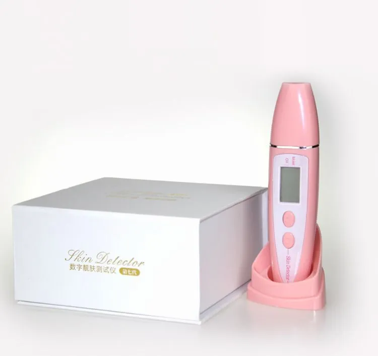 Nieuwe Collectie Patent Design LCD-scherm Facial Beauty Equipment Skin Oil Moisture Analyzer Testing Skin Tester Pink White 0609011