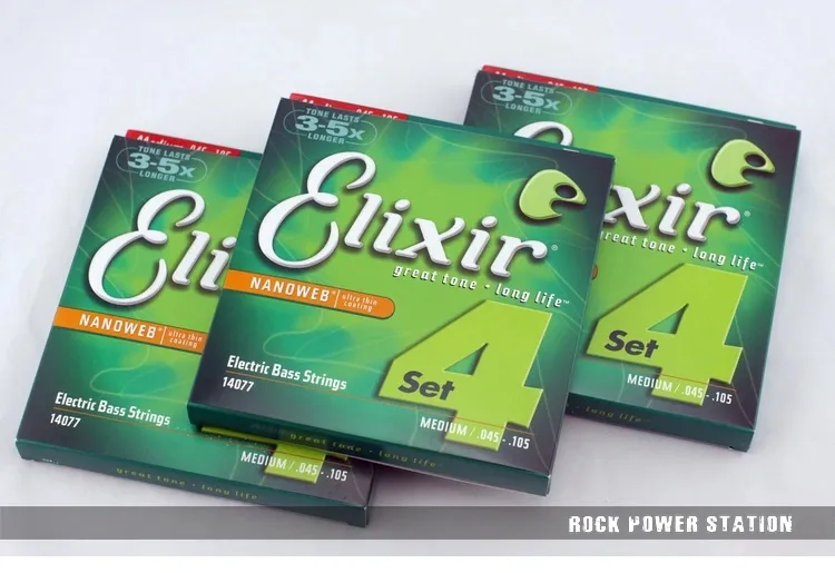 Elixir 14077 .045 - 105 3 세트 Strings Bass Nanoweb Electric Medium Ultra Thin Coating Steel