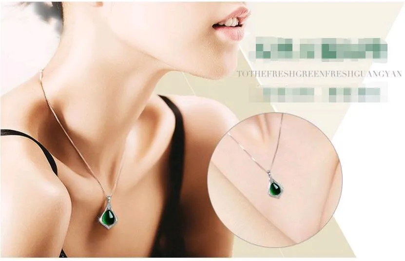 Natural Jade Green Stone Charms Pendants Halsband 925 Sterling Silver Chalcedony Koreanska Fina Smycken För Kvinnor Bröllop Engagemang Gåvor