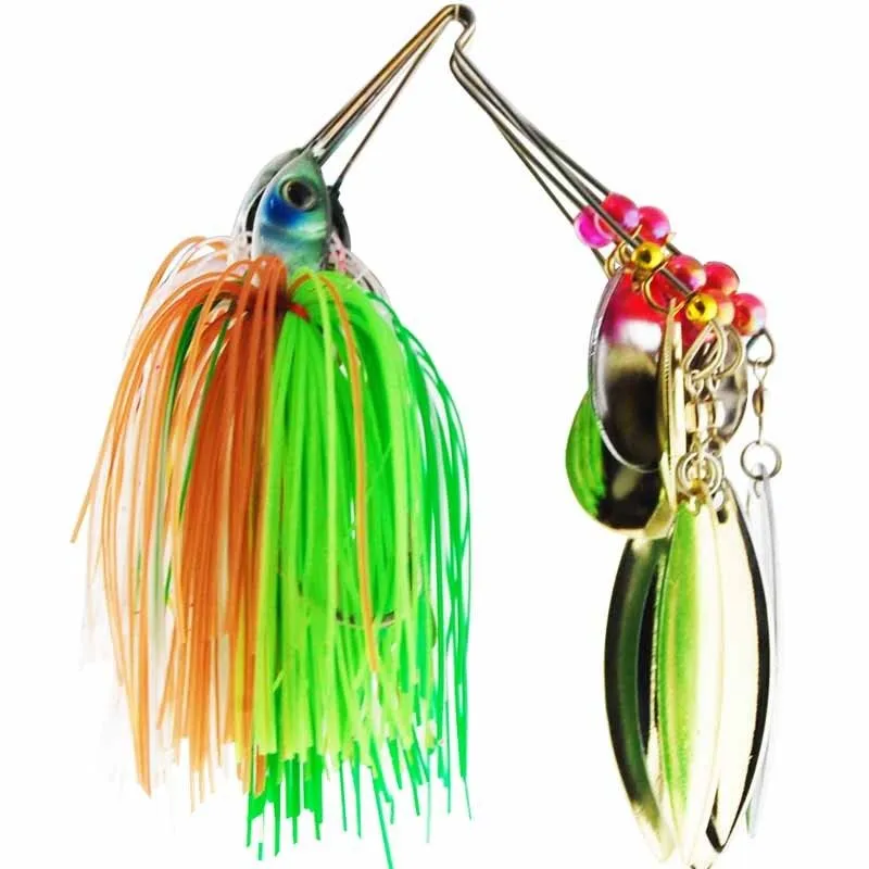 Spinner Bait Metal Lure With Silicone Skirts Willow Blade