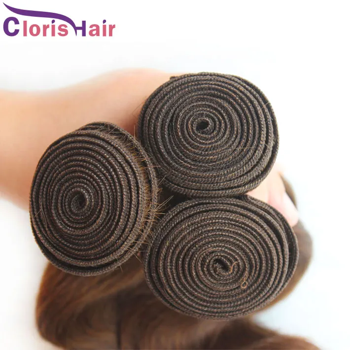 #4 Dark Brown Brazilian Virgin Body Wave Human Hair Weaves 3 Bundles Full Wavy Brazillian Natural Weft Extensions For Sale