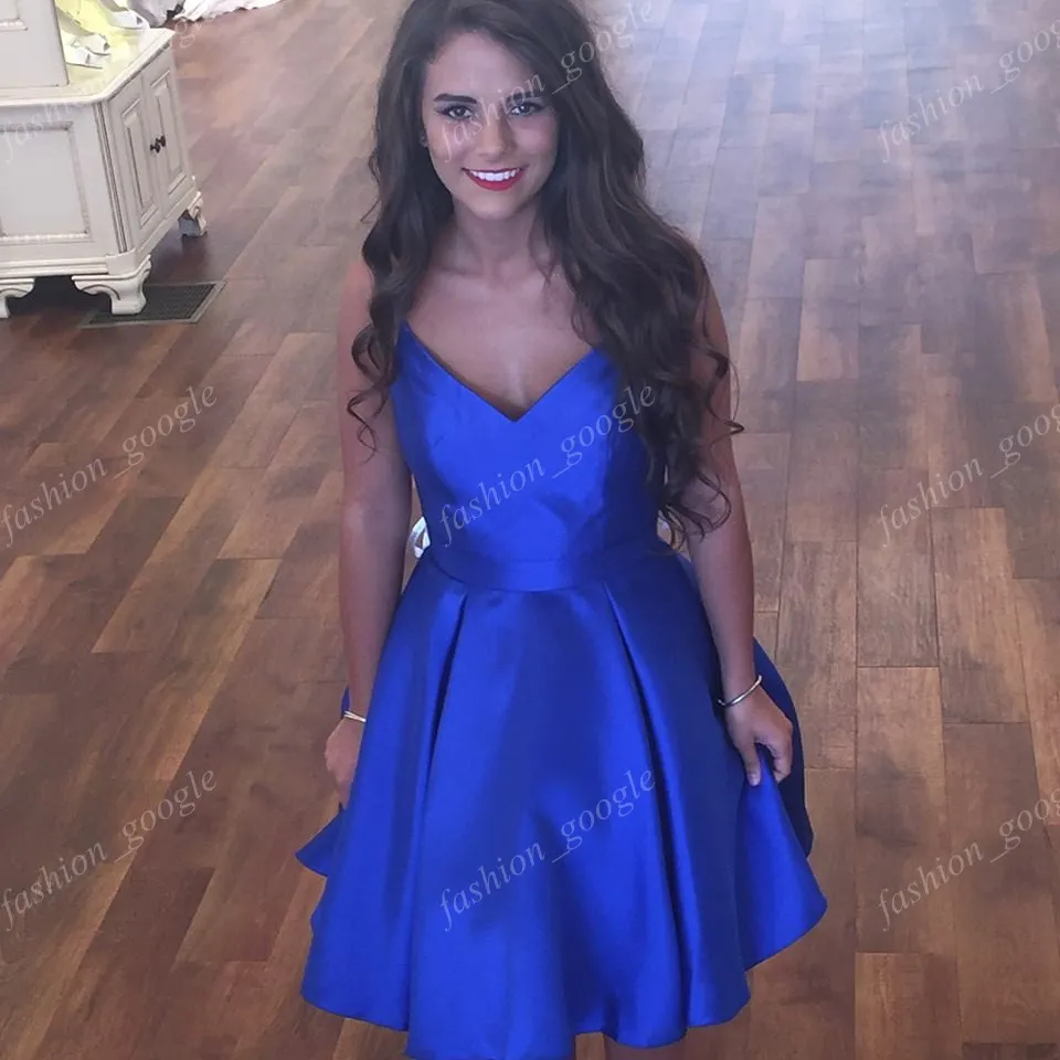 Simple Classical Homecoming Dresses 2017 with Bow and Sexy Back Real Photo Royal Blue Short Sweet 16 Dress Standard & Plus Size In Stock