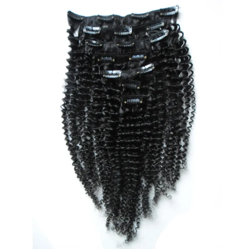 Clipe afro Kinky em extensões naturais cabelo 100g / lote clipe em extensões de cabelo humano