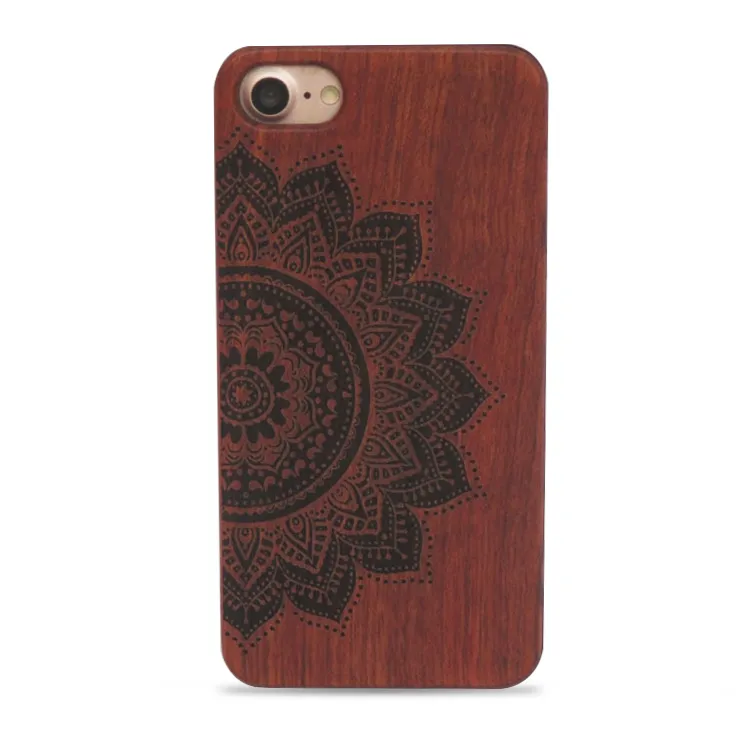 Custodia di lusso con teschio in legno di bambù retrò intagliato iPhone 8 Custodia in legno iPhone 7 Custodia telefono personalizzata