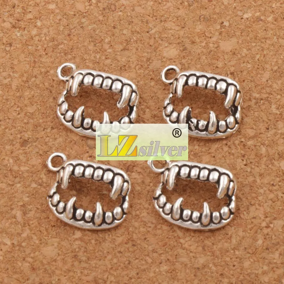 Pendentifs de breloques de dents de crocs de Vampire, de 300 pièces, 17 5x12 3mm, bijoux antiques en argent, DIY L165 LZsilver239s