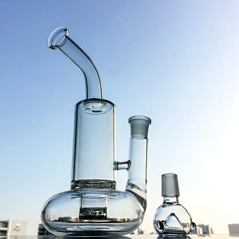 Glass Bongs Tornado Perc Water Pipes Hookahs Quartz Bent Neck Tube Clear Oil Dab Rigs Bubble Base 4mm Thick 18.8mm Female Joint For Smoking Accessories Bowl WP146