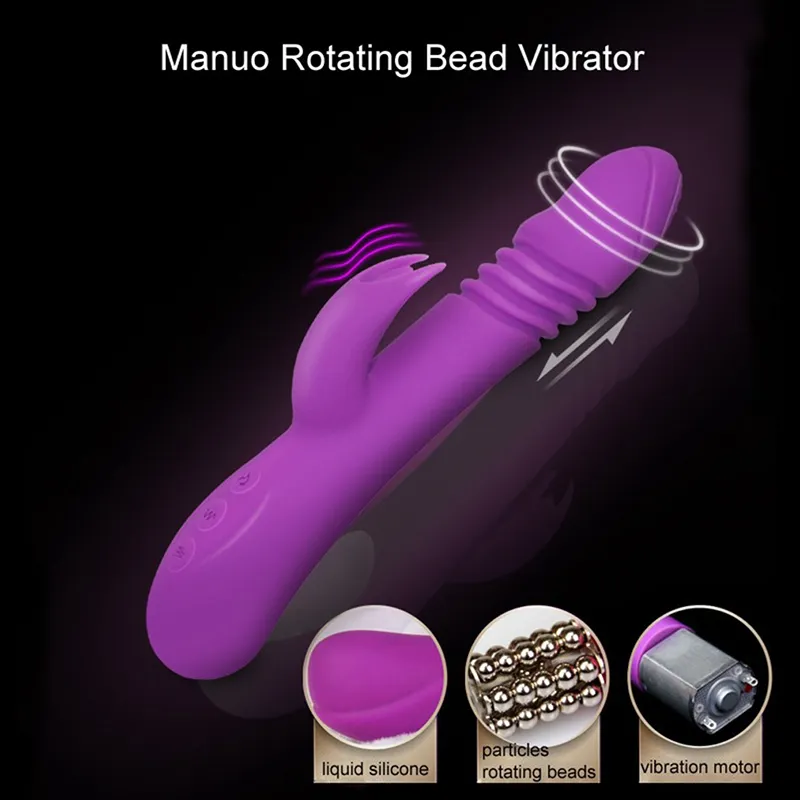Rabbit Vibrator Massage Rod 7 Frequency Vibration 3 Telescopic Swing Rotation with Heating Function for Women Sex Toys9787724