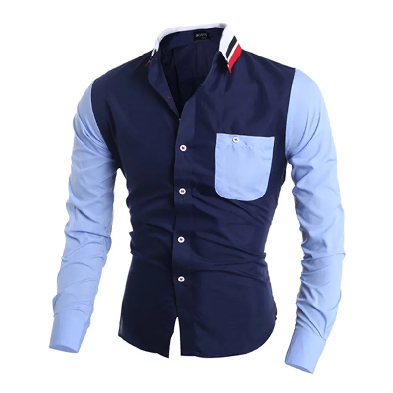 All'ingrosso- Camisas Hombre Vestir Camicie eleganti Camicia uomo Slim Fit Chemise Homme Camicia uomo Tasca decorativa Heren Hemden Camisa Masculina