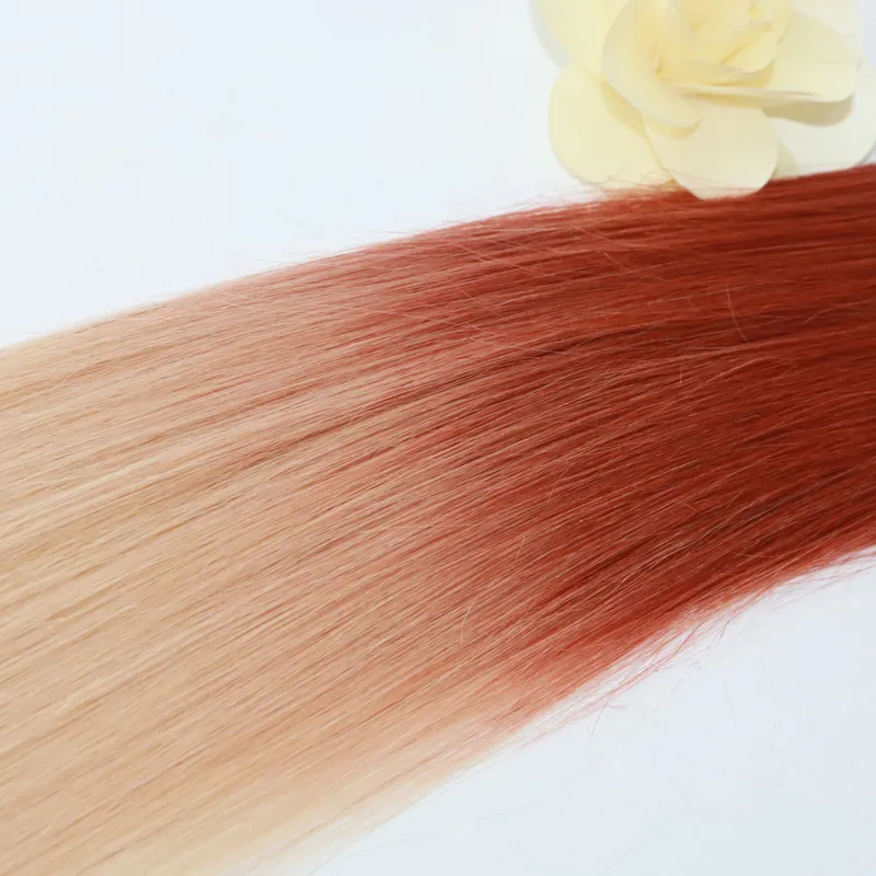 Ombre Human Hair Extensions of Tape Ombre Hair Color #3 Fading to #613 Skin Weft Remy Human Hair 50g Package