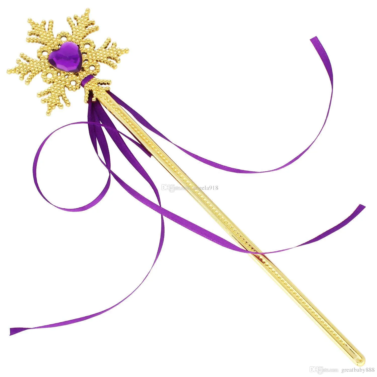 Gold Snowflake Fairy Wand avec ruban accessoire de costume de princesse pour les bebes filles