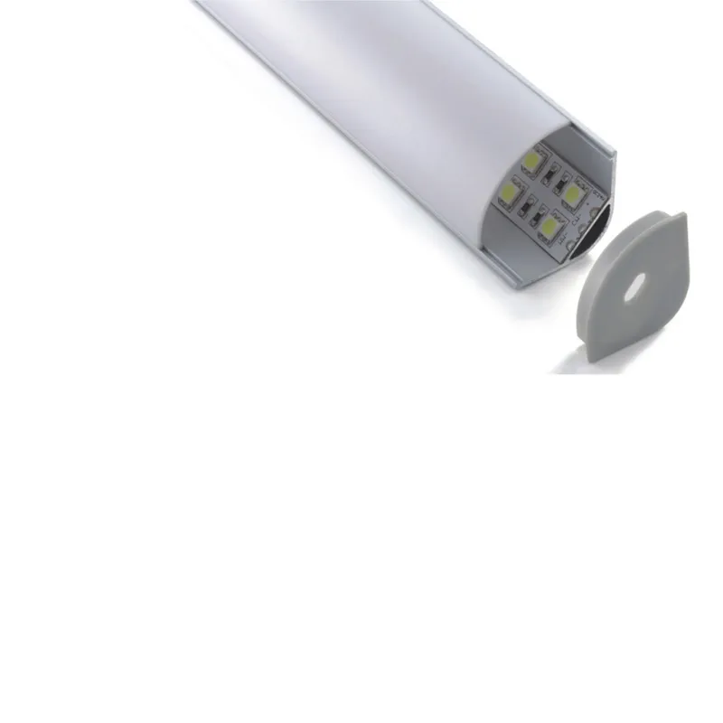 10X1 M ensembles/lot profilé d'angle en aluminium à 45 degrés pour ampoules LED et profil de canal en V pour lampes de cuisine ou d'armoire LED