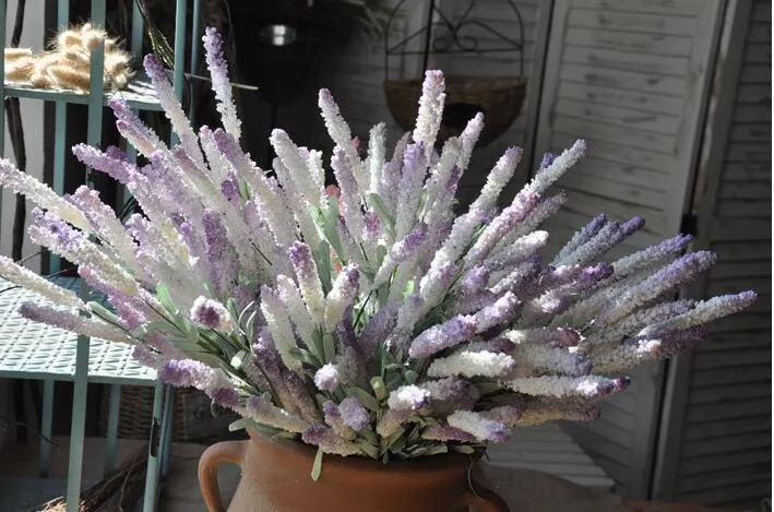 Bouquet di fiori di simulazione di simulazione di fascia alta europea 12 fiori secchi di lavanda fiori artificiali piante artificiali G1224