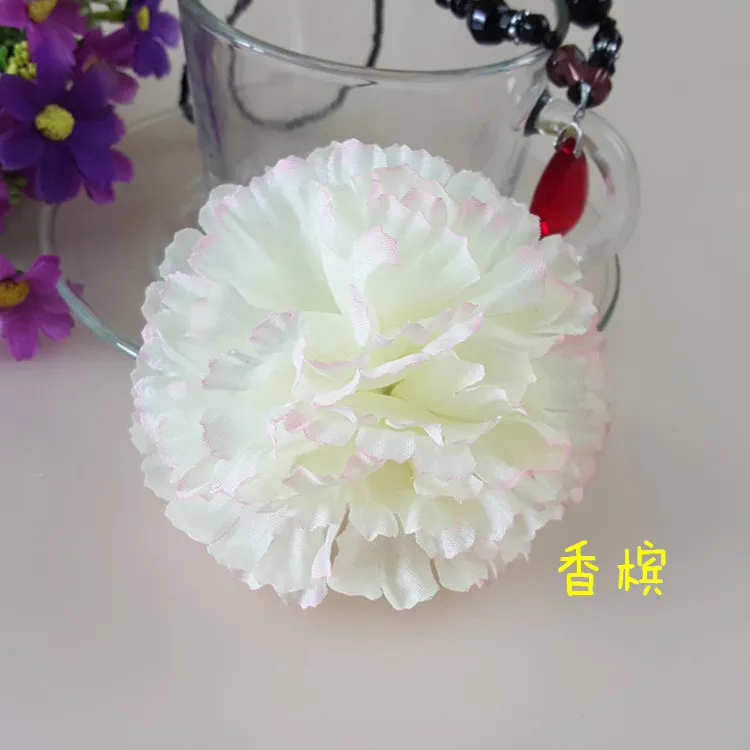 9 cm garofano artificiale testa di fiore di seta decorativa fai da te festa della mamma bouquet di fiori decorazione della casa festival forniture partito deco