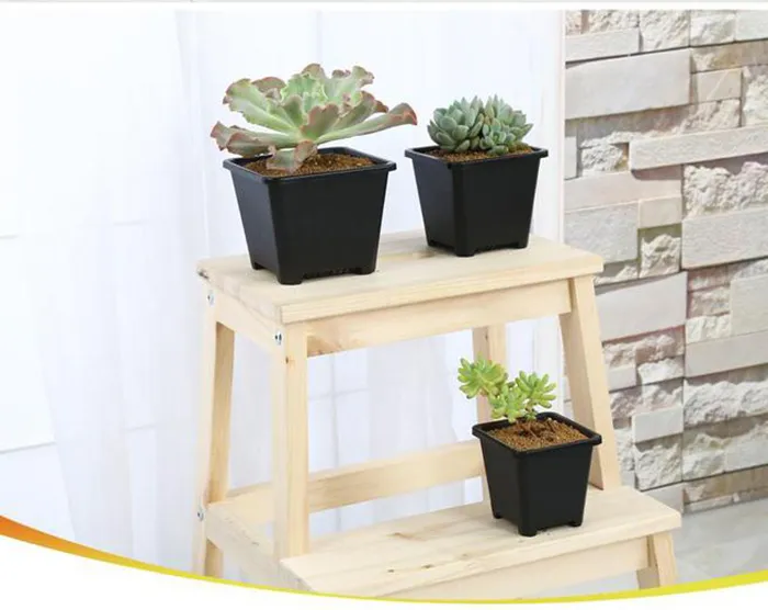 Wholesale Black Square Nursery Garden Succulent pots for Indoor Room Bonsai Planting mini flower pot supplies various style pots option