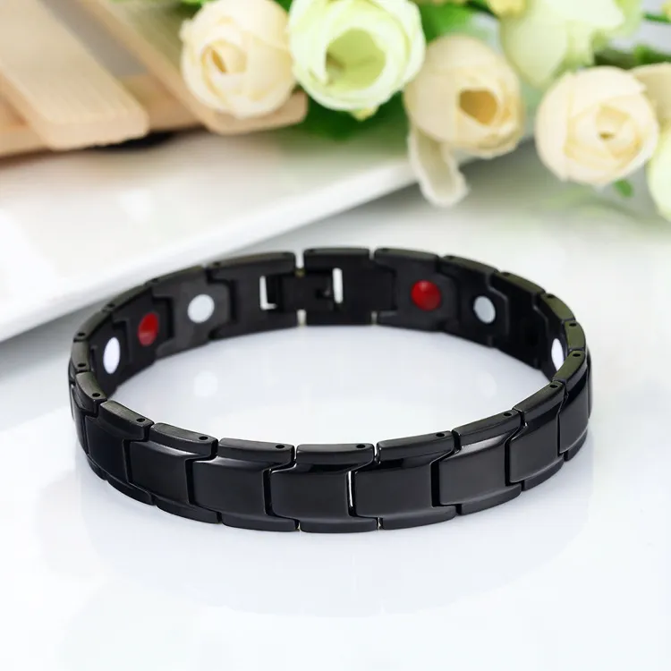 Mode Gezondheid Energie Armband Bangle Mannen Zwarte Sieraden Titanium Rvs Bio Magnetische Armband voor de mens vrij door DHL