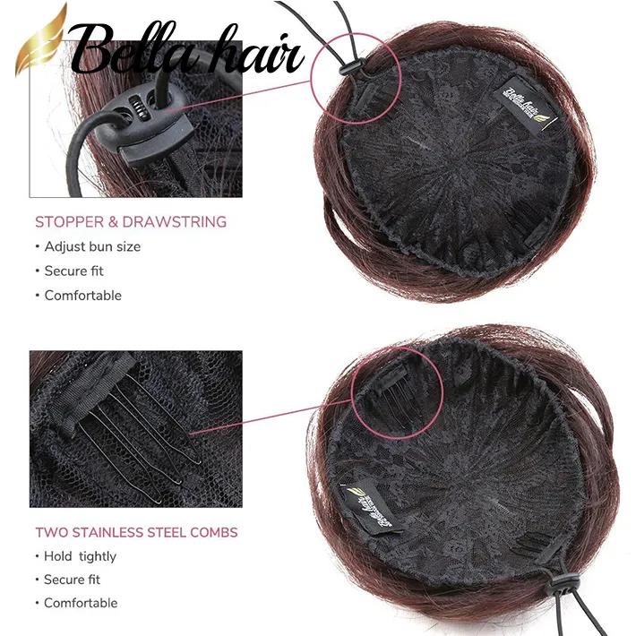 Bellahair 100 Human Hair Bun Extension Donut Chignon Hairpieces för både kvinnor och män Instant Up Do Fake Bun Scrunchies3627026