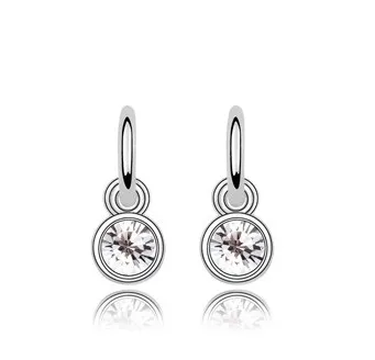 Hot Sales 18K Platinum Plated Women Round Cute Stud Earrings Genuine Austrian Crystal Fashion Earrings Jewelry for Women