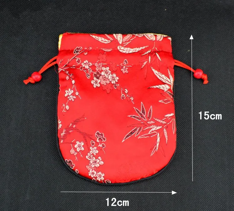 Cotton filled Thicken Silk Brocade Small Pouch Drawstring Travel Jewelry Storage Bag Vintage Crafts Trinket Gift Packaging Bags 