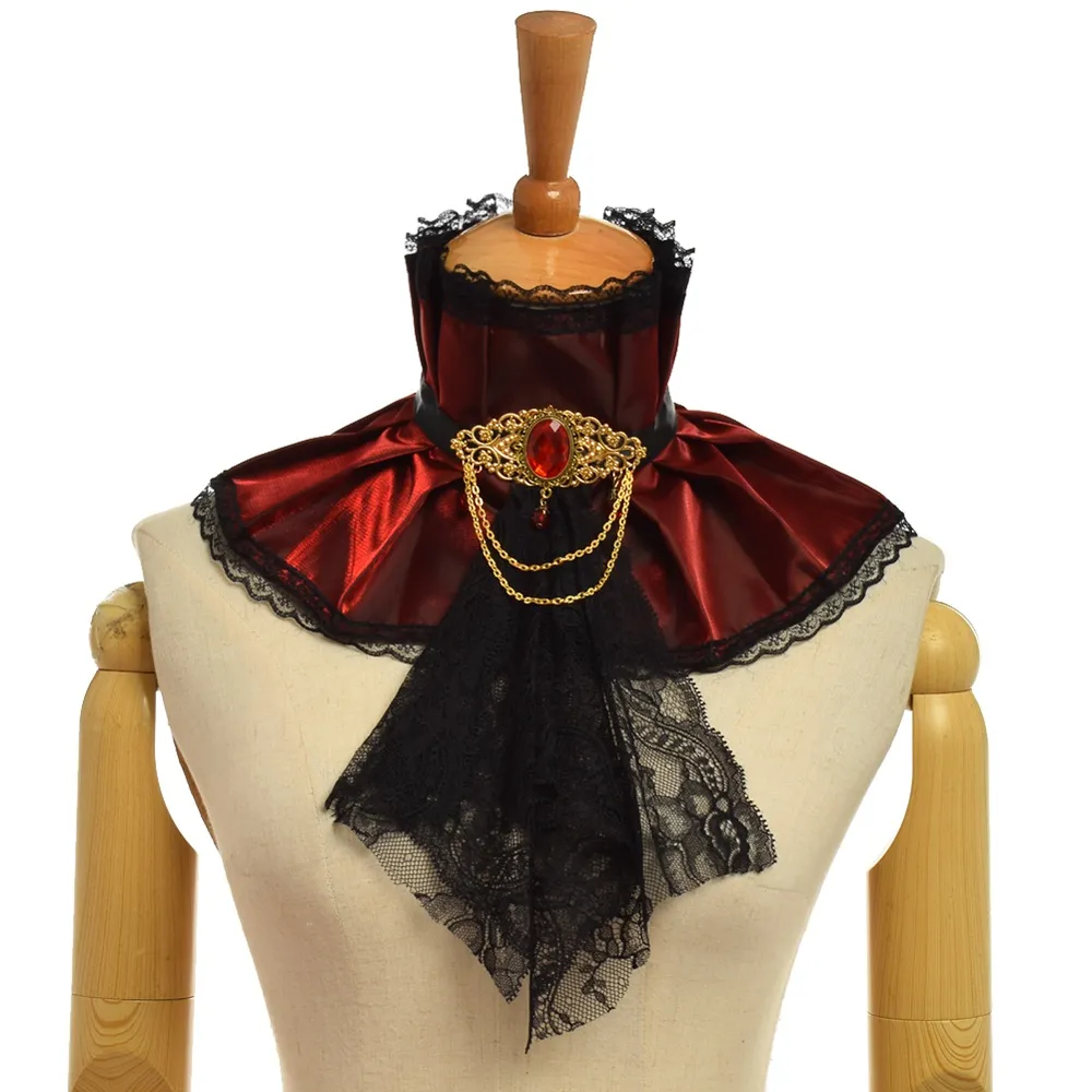 1 peça retrô unissex renascentista estilo vampiro pescoço ruff steampunk senhora cavalheiro jabot goth vitoriano colar destacável cosplay acces2539239