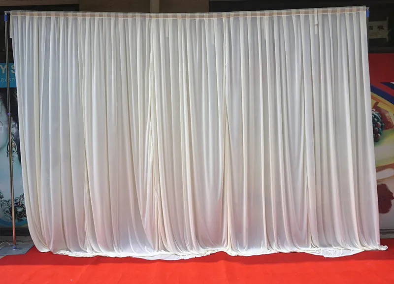 3M*3M white backdrop curtain party background valance wedding backcloth stage curtain 2pc for 3*6M