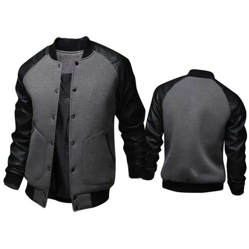Fashion Black Jacket Spring Mens Single Breasted Pu Leather