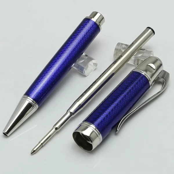 Luksusowe nowatorskie Design Blue Roller Ball Pens z srebrnym klipem biuro biuro artykułów biuro fontanna pen z pensjonatem pisząc Brand7955652