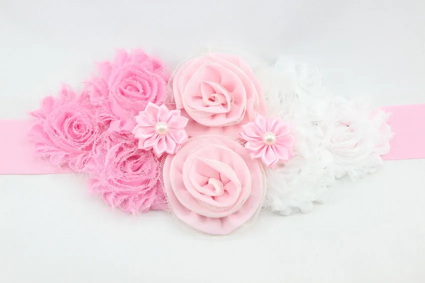 Chic Maternity Sash Newborn Photo Prop Flower Girls Bridal Rhinestone Belt Girls Handmade Flower Belt HJ121