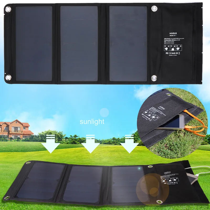 5V 20W 2 MIC Ports Solar Panel Battery Charger Travel Camping Folding