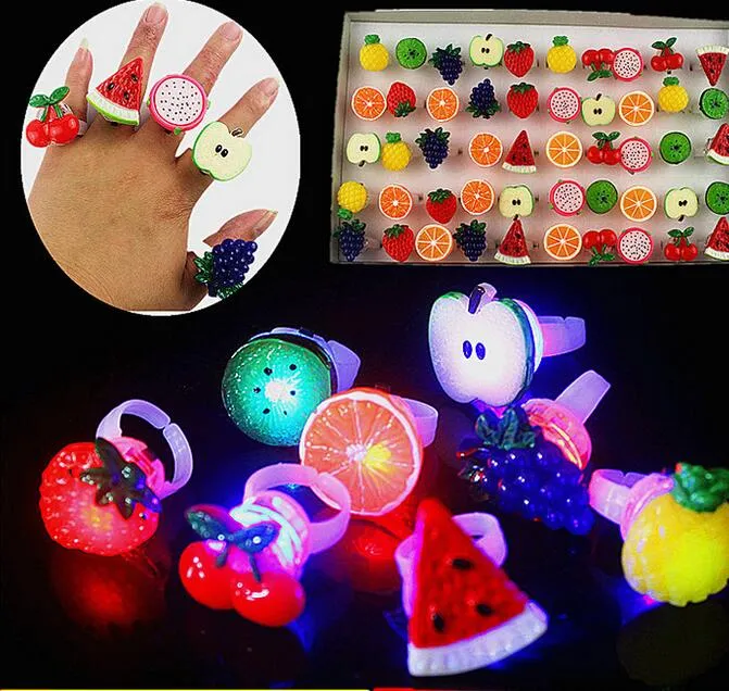 LED light up Flash Fruit Eyeball Pumpkim Christmas Father Star Bubble Elastic Ring Rave Party Blinking Soft Finger Lights Xmas Gift