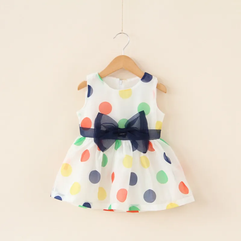 INS White Dot Ärmelloses Kleid Baby Mädchen Fliege Kleidung Europäischen Wurzelgarn Kleider Kinder Kleider Für Kinder Freies Shippping