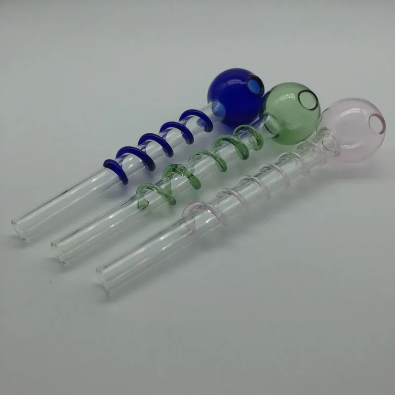 Tubo bruciatore a nafta in vetro Tubi con manico a spirale Bubbler Pyrex mini Tubi con manico in vetro