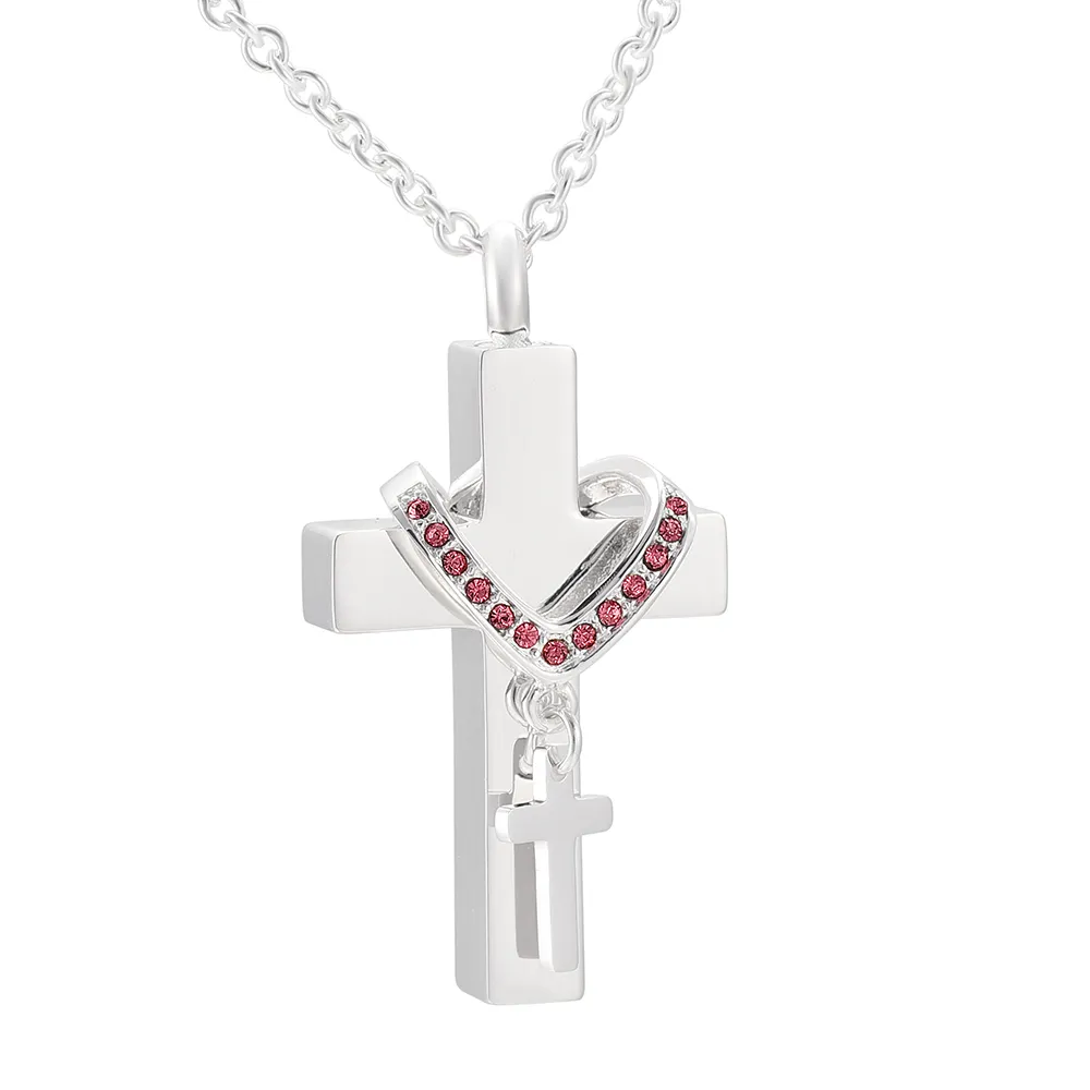 IJD9877 Crematie Sieraden Medaillons om Ashes DIY Double Cross Charm Hanger Ketting voor Ashes Keepsake Urns Memorial Accessoires