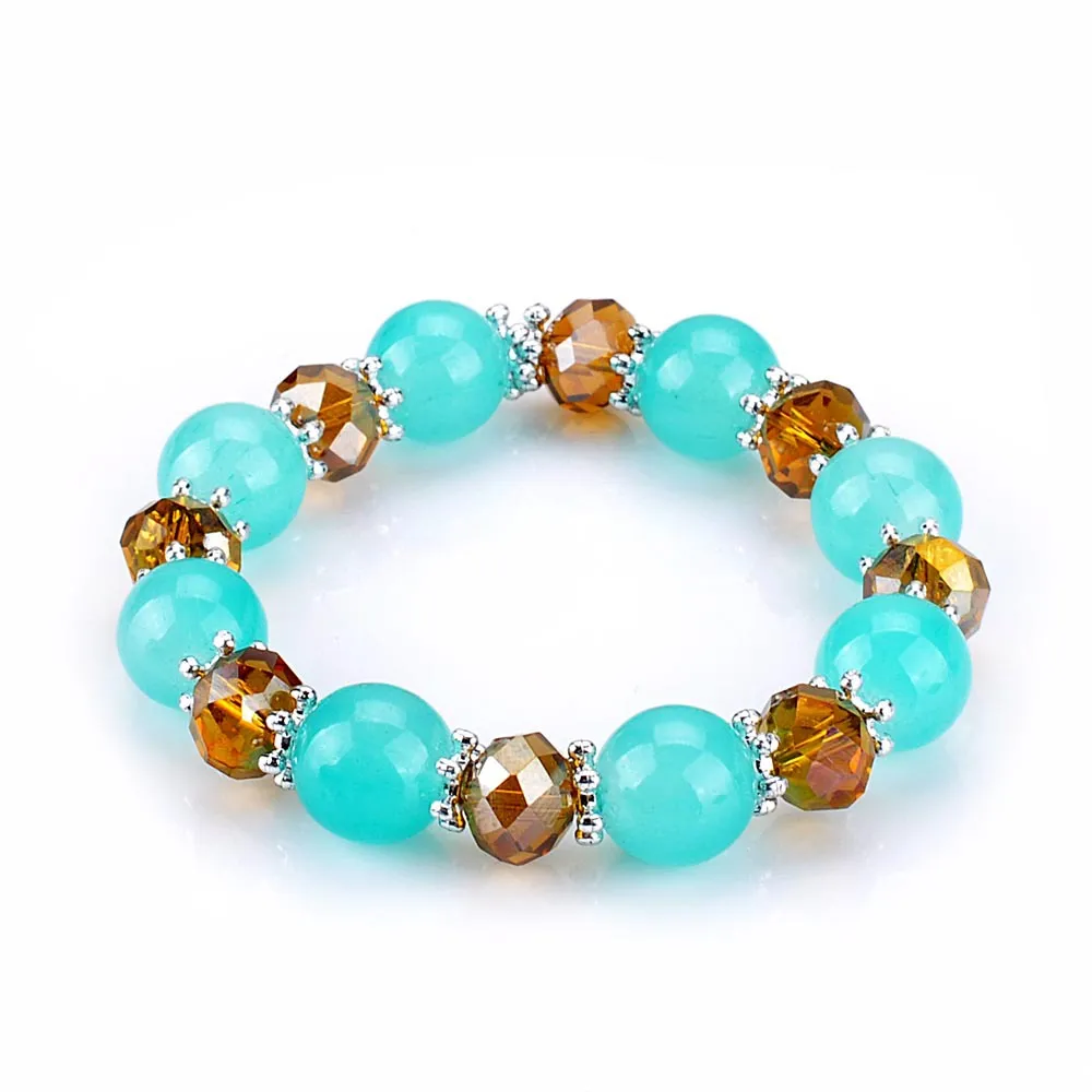 Meilleur cadeau perles rondes cristal d'agate accessoires perlés faits à la main bracelet en gros FB315 ordre de mélange 20 pièces beaucoup Bracelets de charme