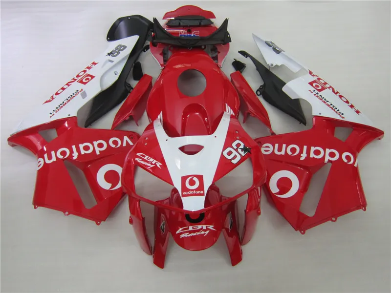 Injektionsgjutning Motorcykel Fairing Kit för Honda CBR600RR 05 06 Vit Röd Fairings Set CBR600RR 2005 2006 OT31