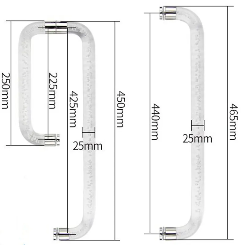 Bathroom sliding door handle glass door space aluminum handle shower room Fashion handle door transparent bubble acrylic armrest