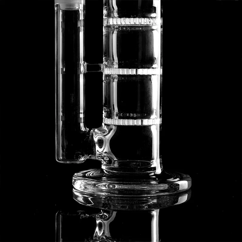 Brand Quality 17.5" inches Glass Bong water pipe Straight pure glass TreePerc glass bongs with three Honeycomb Tire Percolator