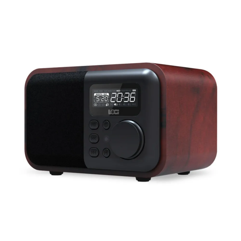 ハンズフリーマイクFMラジオアラーム時計TFカード/ USBプレーヤーレトロな木製の無線サブウーファーの贅沢な木製のブルートゥースのスピーカーibox D90