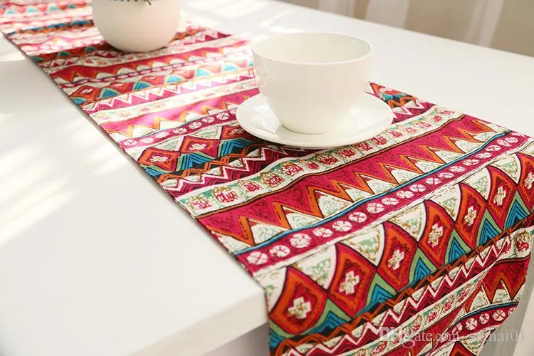 BZ371-1 Fashion table runner linen cotton printed table covers dustproof wedding party home table decoration high quality