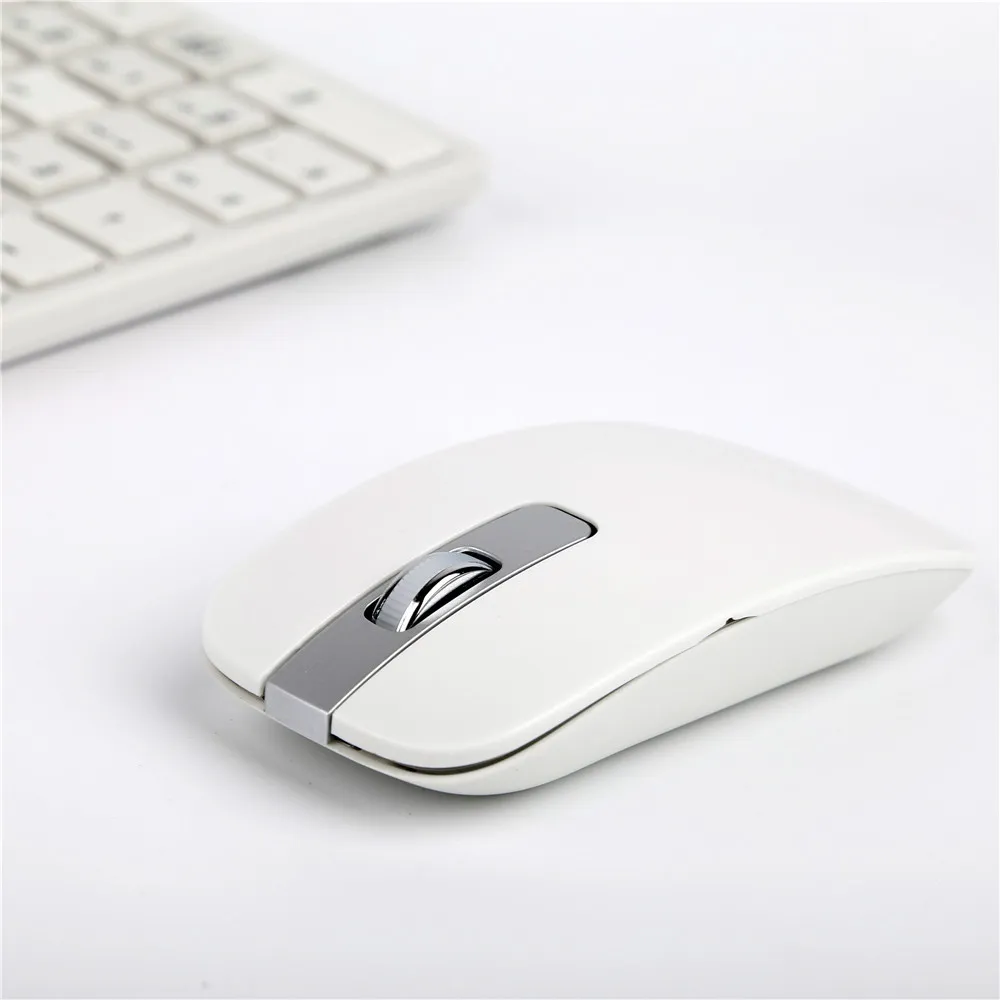 Mini Ultra Slim Wireless 2.4GHz Keyboard en Muis Kit voor Desktop Laptop PC zwart-wit optie