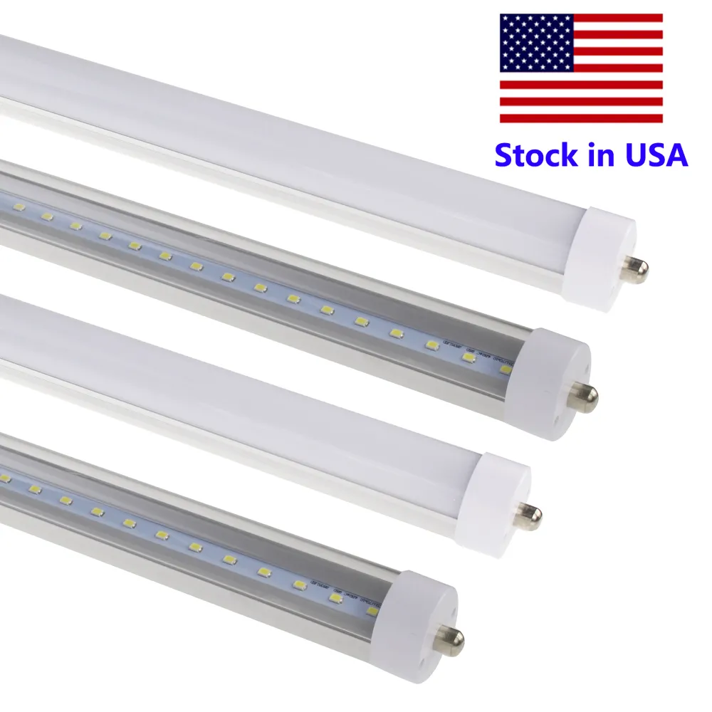 8 fot LED-lampa Ljus T8 8FT LED Single Pin FA8 V Formad SMD2835 100LM / W LED Fluorescerande rörlampa i USA